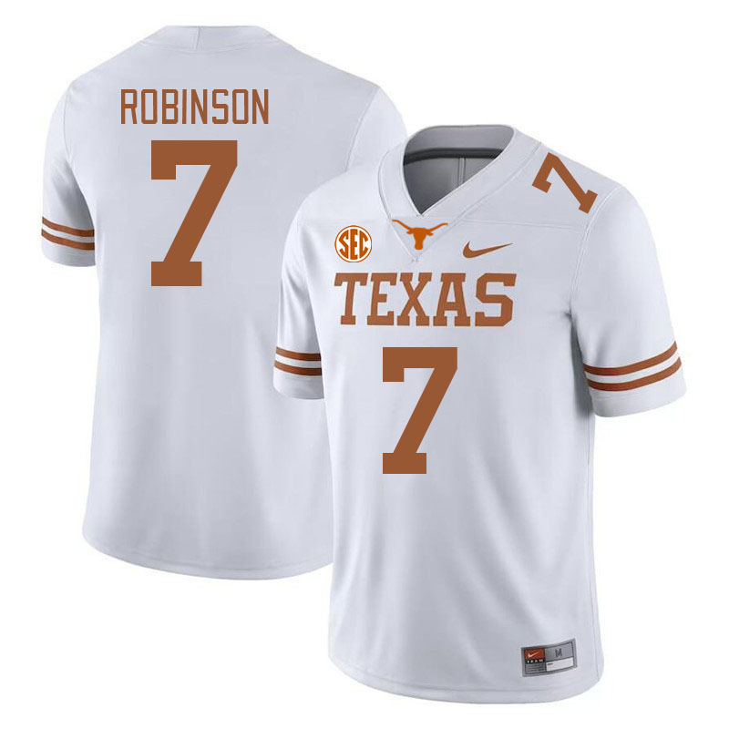 # 7 Keilan Robinson Texas Longhorns Jerseys Football Stitched-White